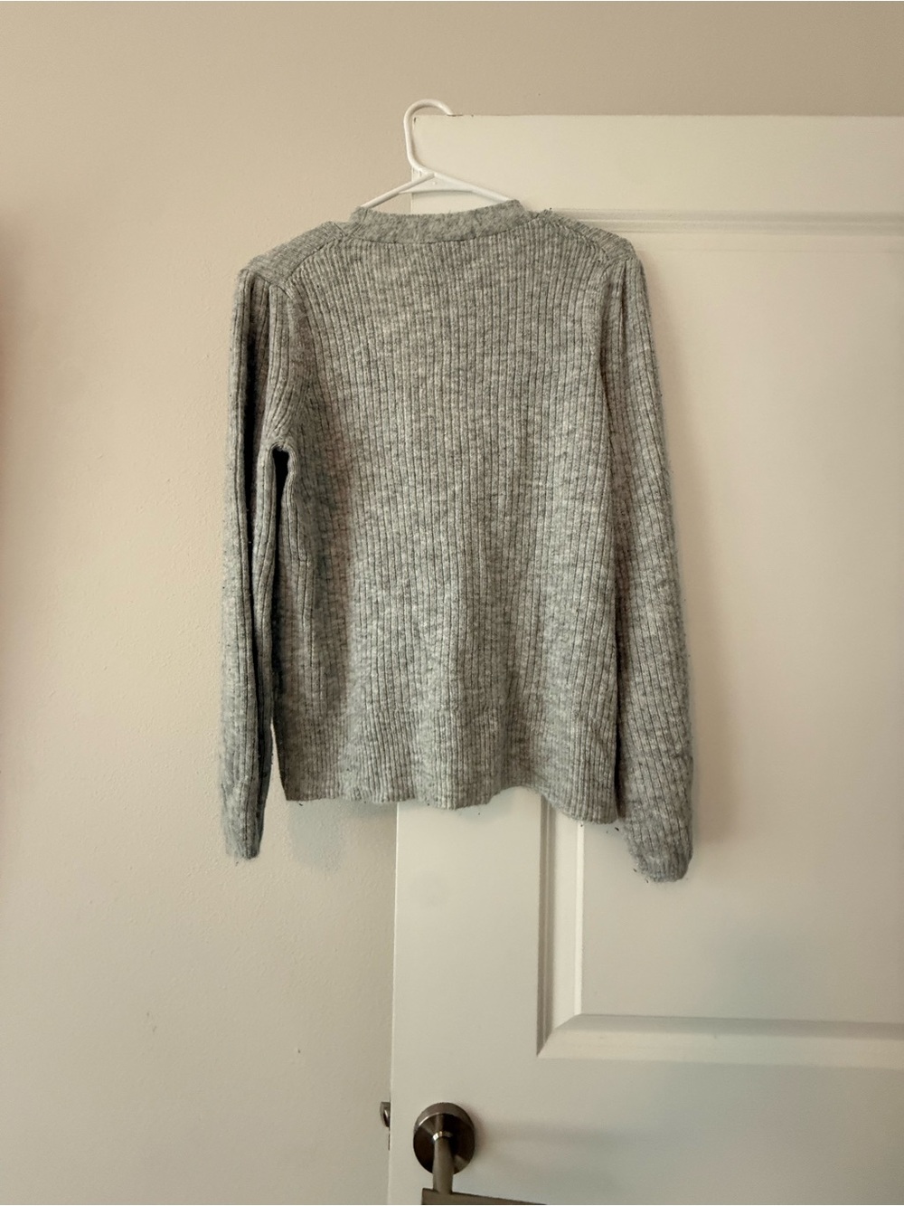 Talbots Soft Metallic Ribbed Rhinestone Button Cardigan Gray Large - Picture 4 of 7